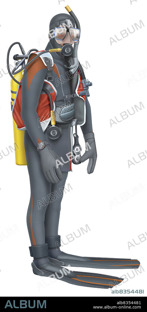 Person who engages in scuba diving; the diver wears diving gear and carries equipment that makes it possible to stay underwater for as long as the air supply lasts.