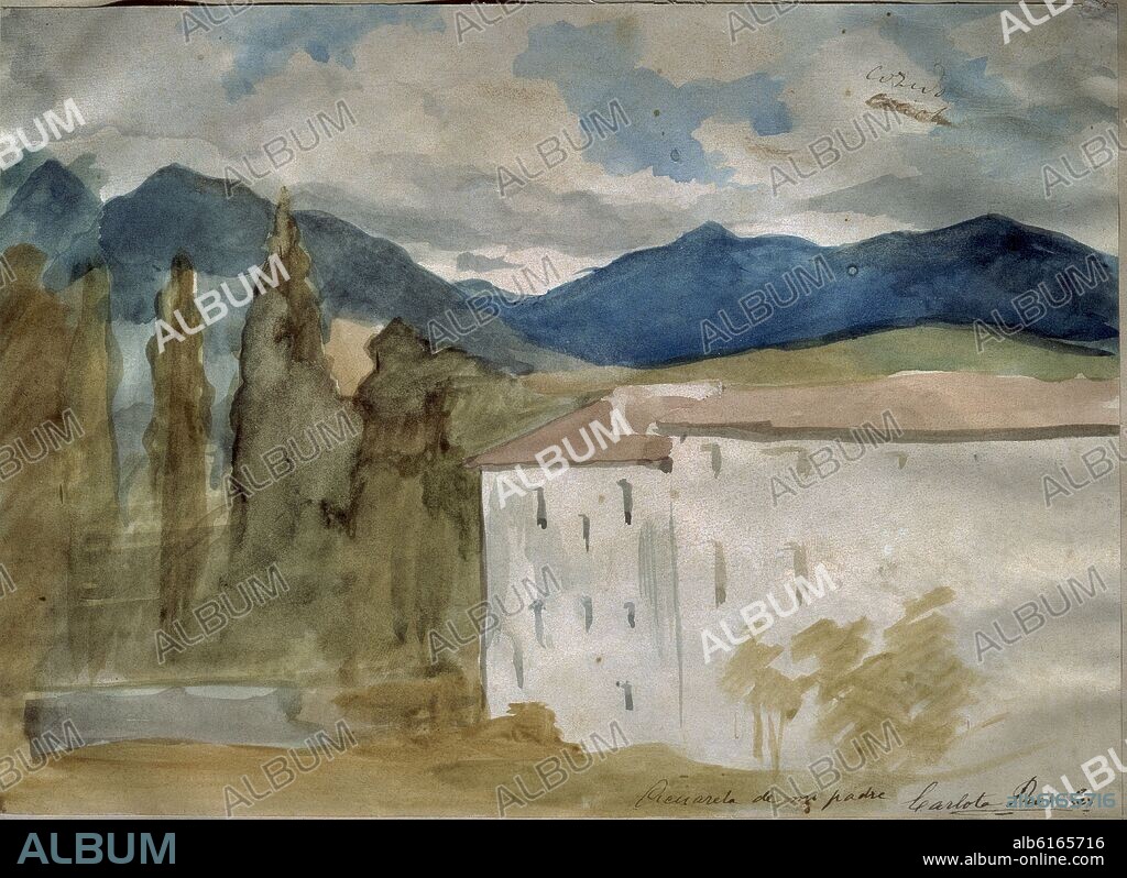 EDUARDO ROSALES GALLINAS. PAISAJE DE PANTICOSA - ACUARELA - SIGLO XIX.
