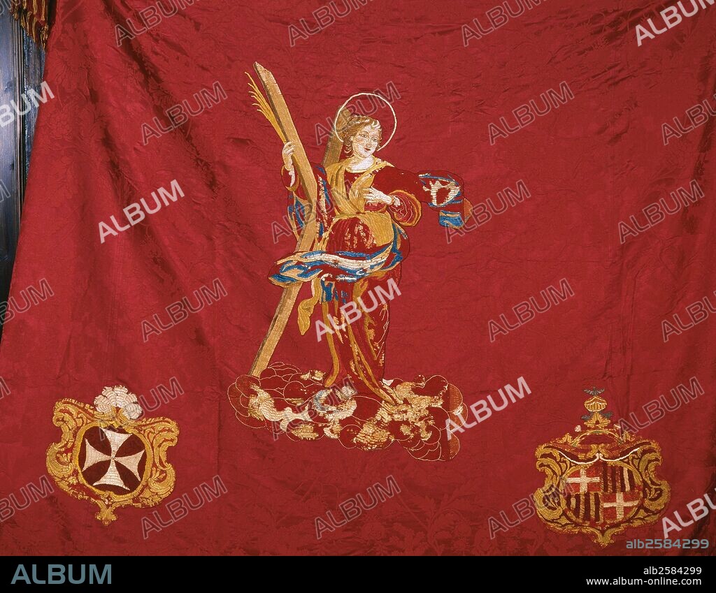 Banner of the confraternity of St. Eulalia, Spanish martyr of 4th c. 18th c. Baroque style. Cathedral Museum. Barcelona. Catalonia. Spain.