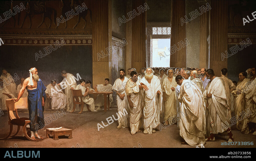 CESARE MACCARI. APIO CLAUDIO ENTRA EN EL SENADO ROMANO EN EL AÑO 312 AC - FRESCO - 1882-1888.