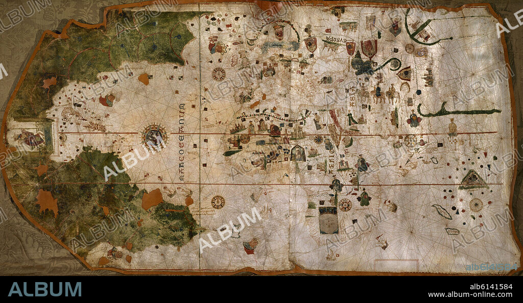JUAN DE LA COSA (1449-1510). MAPA DE 1500 - PERFIL COSTERO DE AMERICA - PORTULANO DEL SIGLO XVI.