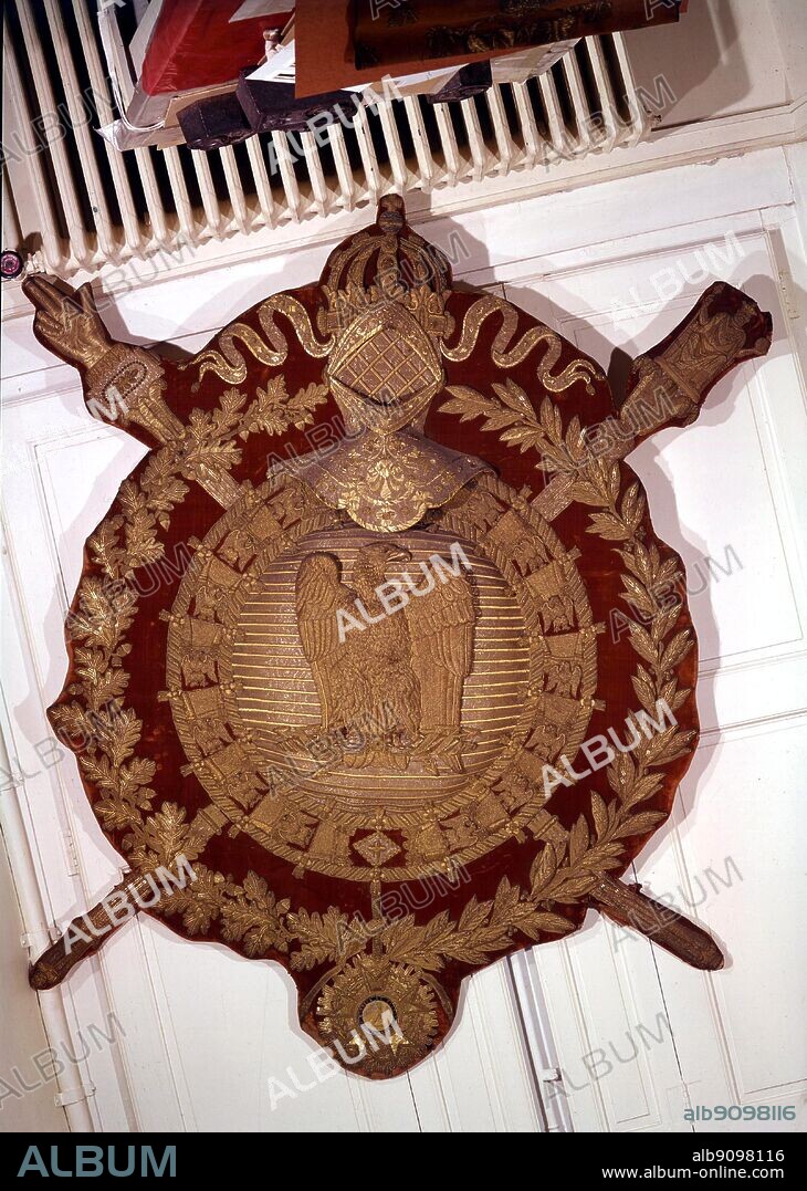 Coat of Arms of Napoleon III (Charles Louis Napoleon Bonaparte), (1808-73). Emperor of the French (1852-70), son of Louis Napoleon , king of Holland.