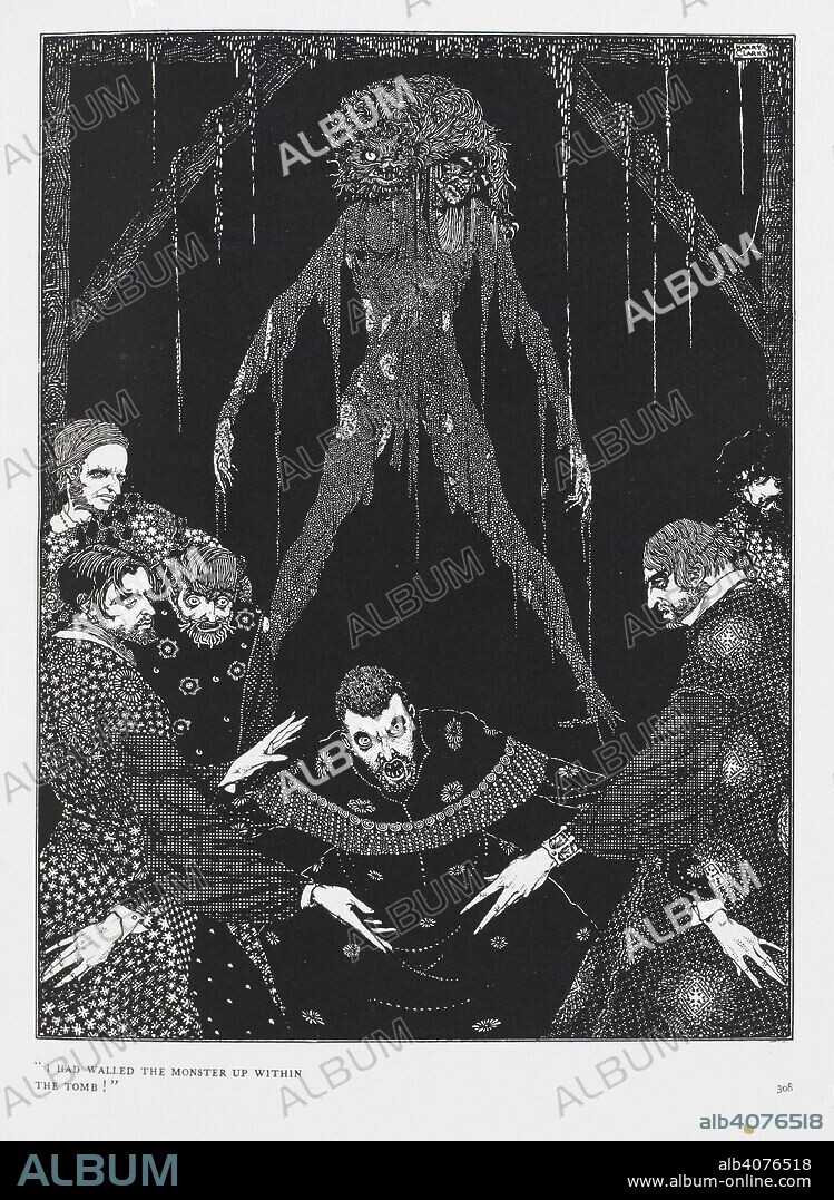 EDGAR ALLAN POE y HARRY CLARKE. I had walled the monster up within the tomb!. From the story The Black Cat. Tales of Mystery and Imagination ... Illustrated by Harry Clarke. G. G. Harrap & Co.: London, 1919. Source: 12703.i.43, opposite 308. Language: English.