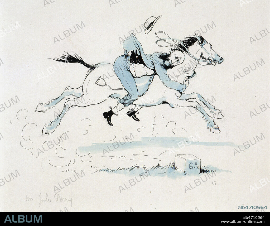 Jules Ferry (1832-1893) sur un cheval qui s'emballe. Credit : IM/Kharbine-Tapabor.