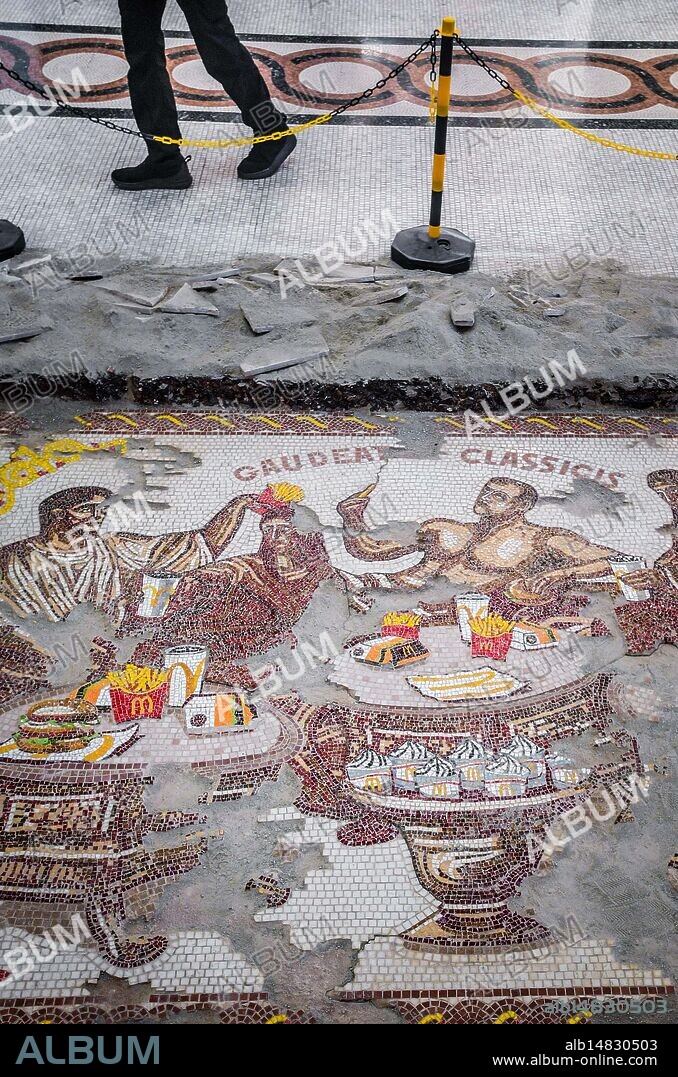 Rome, Italy: NO WEB AND NEWSPAPERS ONLY FOR ITALY** McDonald's advertising like an archaeological dig at the Galleria Alberto Sordi. (Credit Image: © Roma/IPA via ZUMA Press).