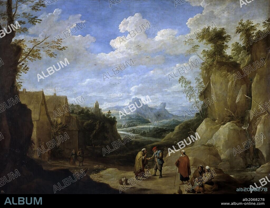 David Teniers III / 'Paisaje con gitanos', 1641-1645, Flemish School, Oil on canvas, 177 cm x 239 cm, P01818.