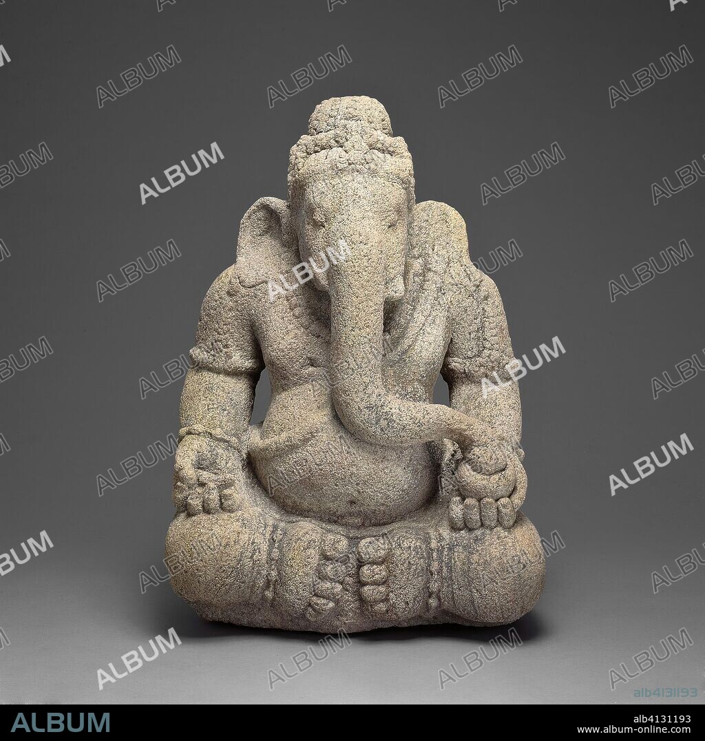 God Ganesha, Remover of Obstacles. Indonesia; Central Java. Date: 801 AD-1000. Dimensions: 74.4 × 52 × 31.2 cm (29 5/16 × 20 1/5 × 12 1/4 in.). Andesite. Origin: Central Java.