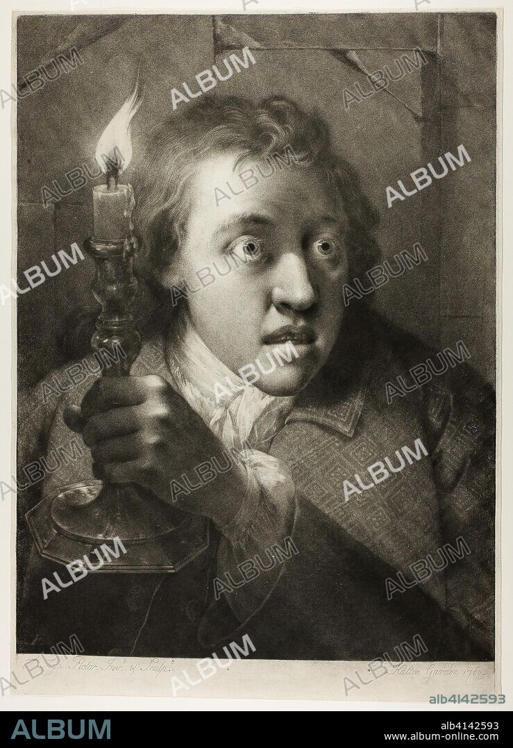 Young Man with a Candle, from Life-Sized Heads. Thomas Frye; Irish, 1710-1762. Date: 1760. Dimensions: 472 x 351 mm (image); 505 x 360 mm (sheet). Mezzotint in black on ivory laid paper. Origin: Ireland.