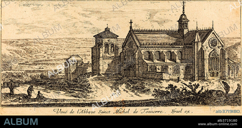 ISRAëL SILVESTRE. Veue de l'Abbaye Sainct Michel de Tonnerre. Dated: 1650. Medium: etching.
