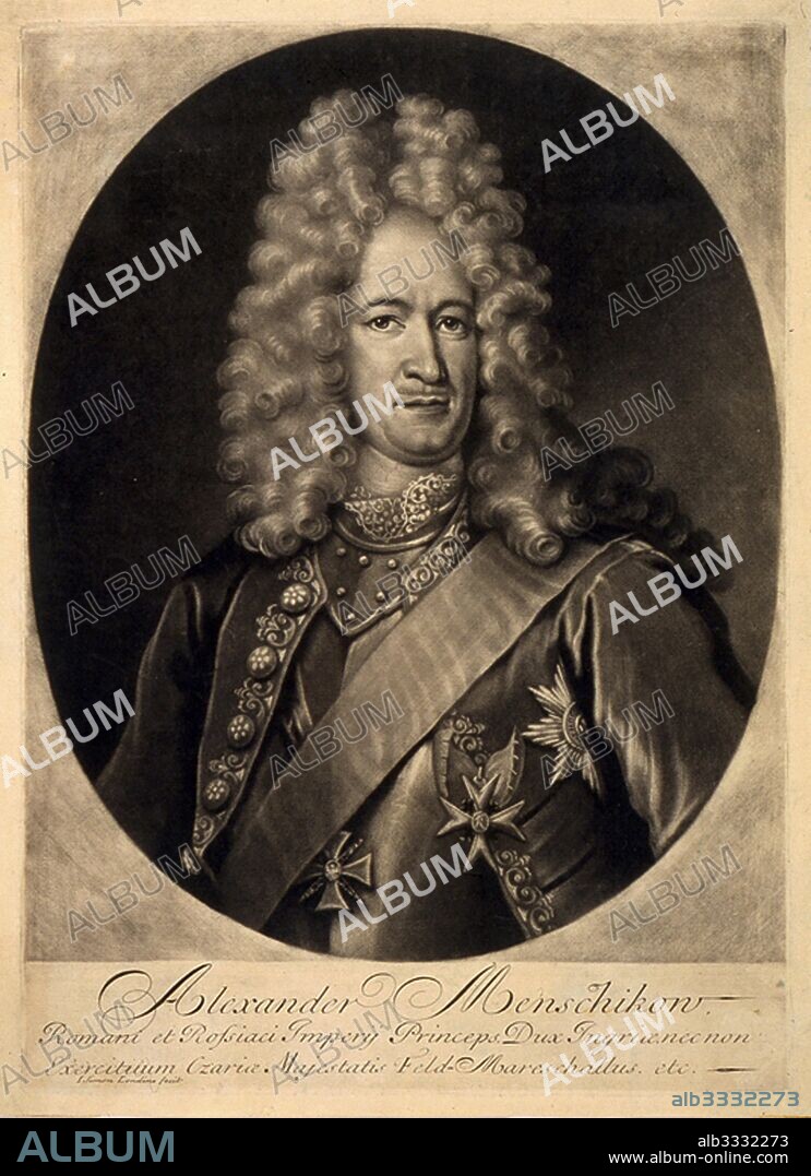 CHARLES SIMONEAU. Portrait of Alexander Danilovich Menshikov, Generalissimo, Prince of the Holy Roman Empire and Duke of Ingria (1673-1729).
