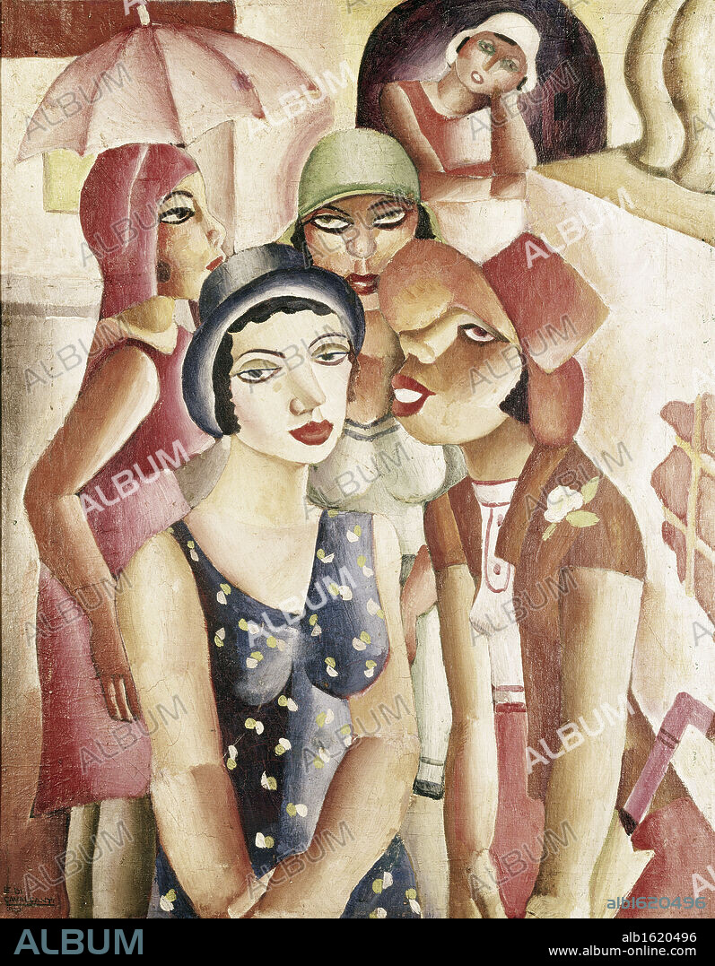 Cinco Mocas de Guaratingueta by Emiliano di Cavalcanti, oil on canvas,, 1930, 1897-1976.