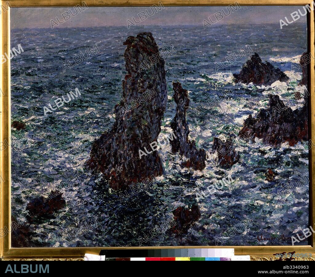 CLAUDE MONET. The rocks in Belle-Ile (Pyramides de Port-Coton, Mer sauvage).