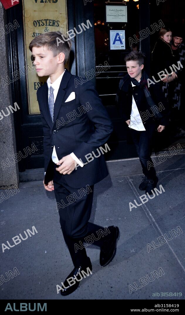 Feb. 14, 2016 - New York City, NY, USA - Romeo Beckham (L) and Cruz Beckham leaving Baththazar Restaurant on February 14 2016 in New York City. 14/02/2016