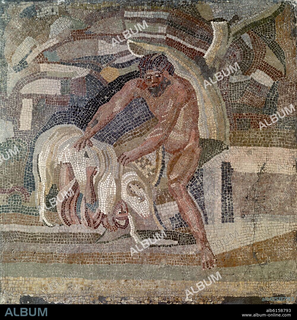 ULISES SE ESCONDE DE POLIFEMO DEBAJO DE UNA OVEJA (MOSAICO).
