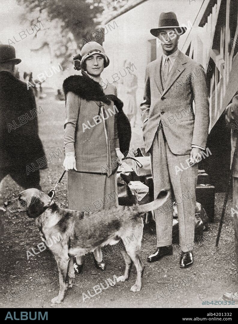The Duke and Duchess of York in 1925.   Prince Albert, Duke of York, future George VI, 1895 - 1952.  King of the United Kingdom and the Dominions of the British Commonwealth.  Duchess of York, future Queen Elizabeth, The Queen Mother.  Elizabeth Angela Marguerite Bowes-Lyon, 1900 - 2002.  Wife of King George VI and mother of Queen Elizabeth II.  From The Coronation Book of King George VI and Queen Elizabeth, published 1937.