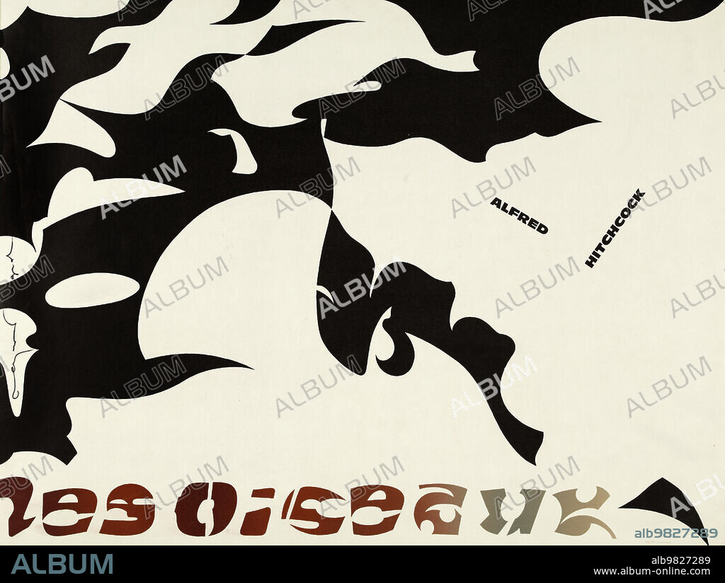 RAYMOND GID. Movie poster "Les Oiseaux (The Birds)" by Alfred Hitchcock.