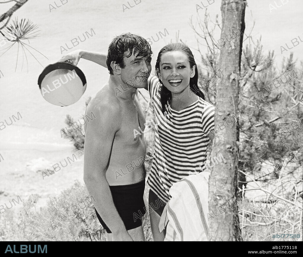 Audrey Hepburn and Albert Finney in 'Two for the Road'. The British actors Audrey Hepburn and Albert Finney acting in the film 'Two for the Road' by Stanley Donen. August 1966.