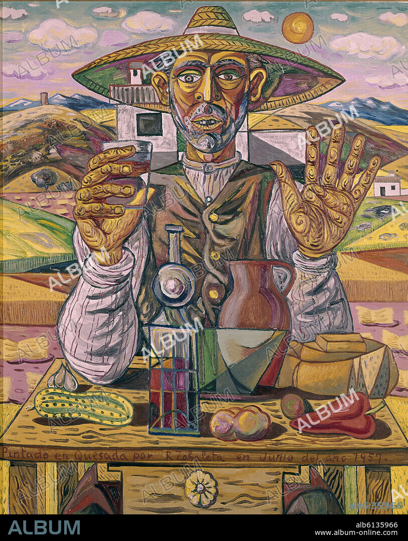 RAFAEL ZABALETA (1907-1960). VIEJO CAMPESINO 1957-O/L 81x100 CM.
