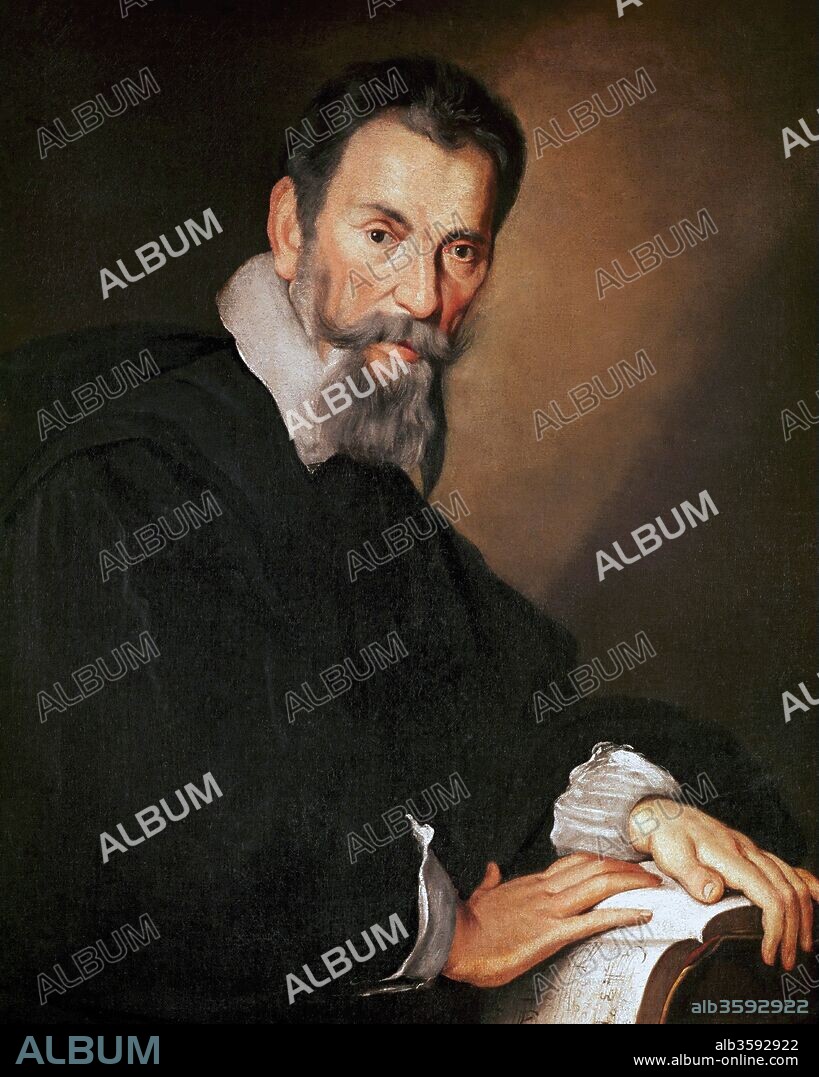 BERNARDO STROZZI. Portrait of the composer Claudio Monteverdi (1567-1643).