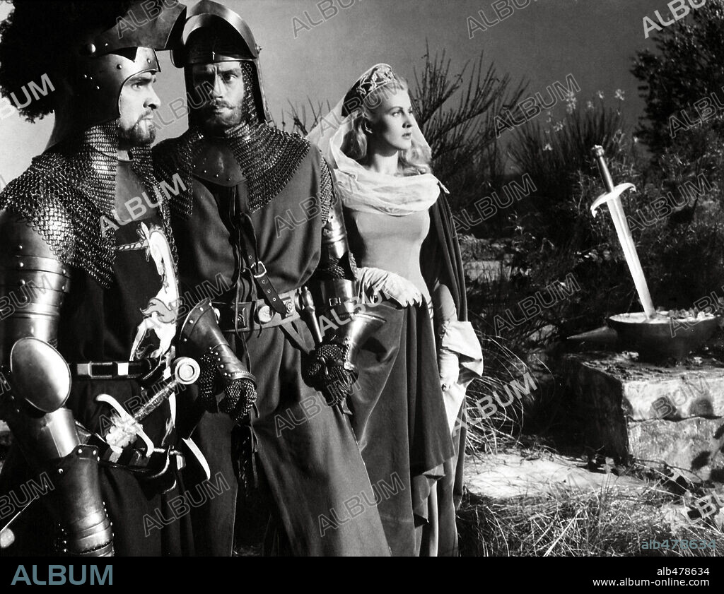 MEL FERRER and ROBERT TAYLOR in KNIGHTS OF THE ROUND TABLE, 1953, directed by RICHARD THORPE. Copyright M.G.M.
