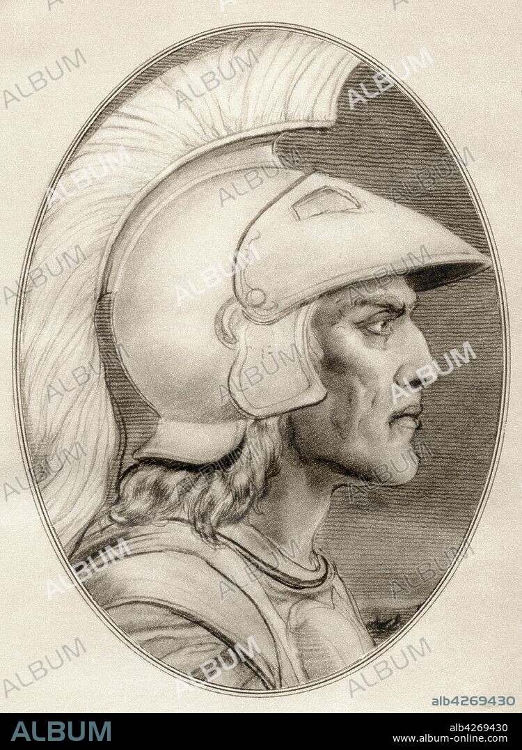 Alexander III of Macedon,  356 BC – 323 BC,  aka Alexander the Great King of the ancient Greek kingdom of Macedon and member of the Argead dynasty Illustration by Gordon Ross,  American artist and illustrator 1873-1946,  from Living Biographies of Famous Men.