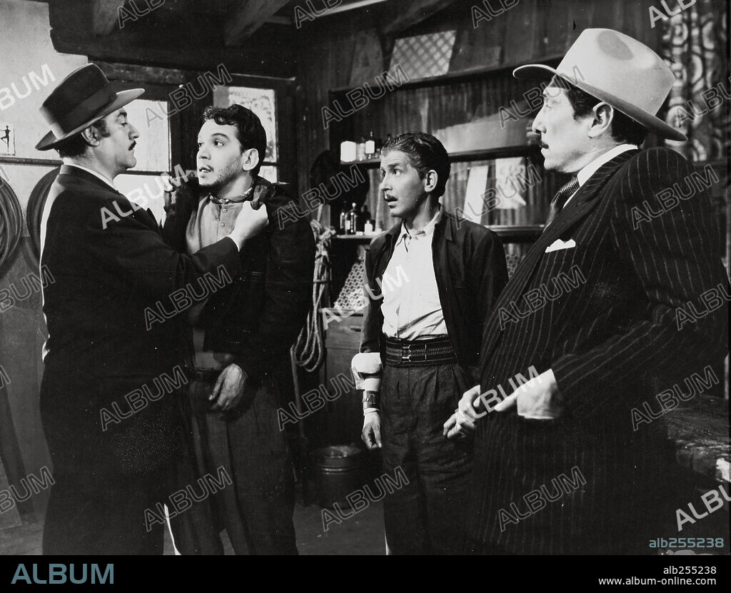 CANTINFLAS and CARLOS L. MOCTEZUMA in DROP THE CURTAIN, 1955 (ABAJO EL TELÓN), directed by MIGUEL M. DELGADO. Copyright POSA FILMS, S.A.