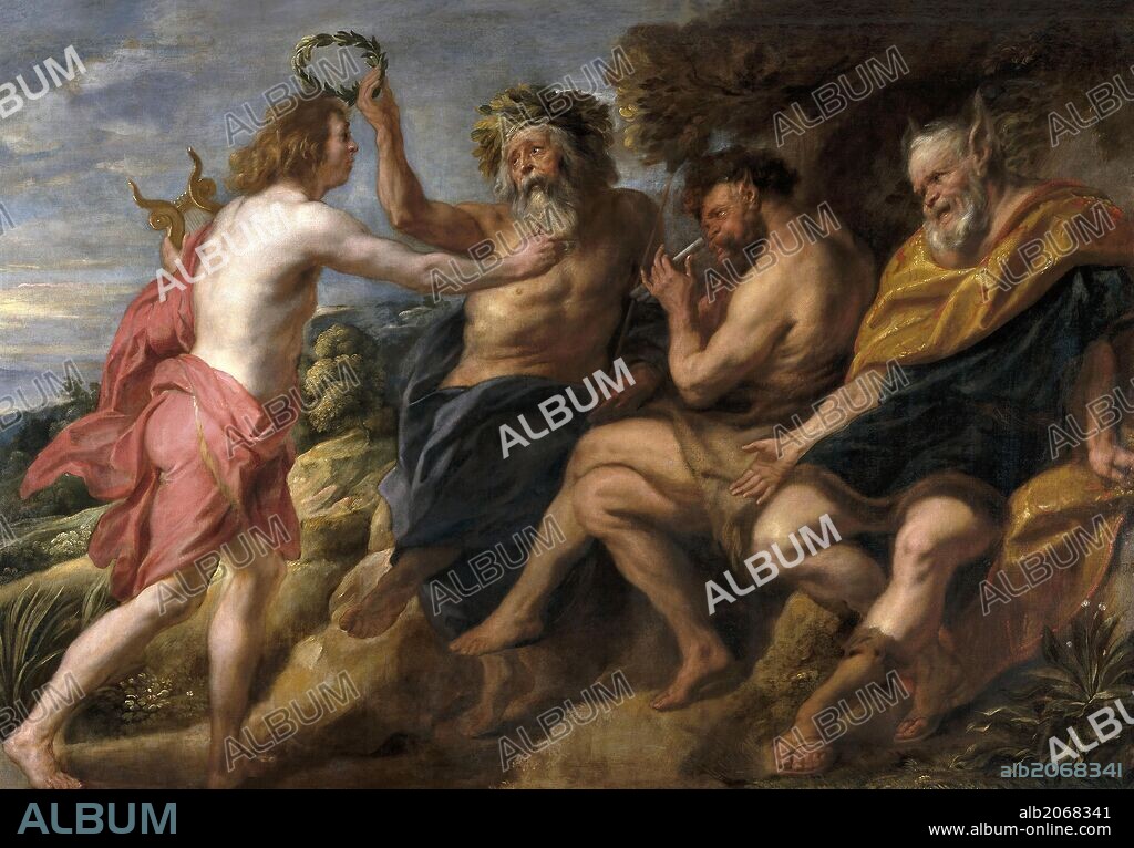 Jacob Jordaens / 'Apolo vencedor de Pan', Hacia 1637, Escuela Flamenca, Óleo sobre Lienzo, 180 cm x 270 cm, P01551.