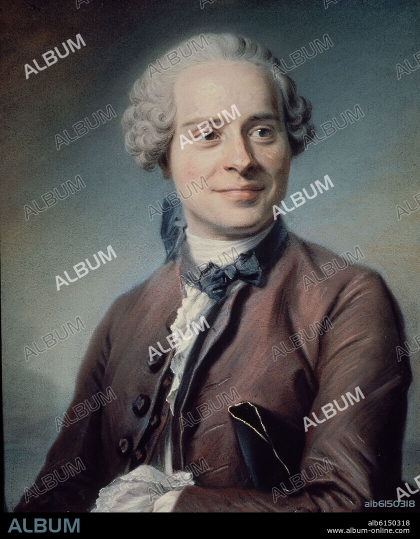 MAURICE QUENTIN DE LA TOUR. RETRATO DE D'ALEMBERT - 1753 - BARROCO FRANCES.
