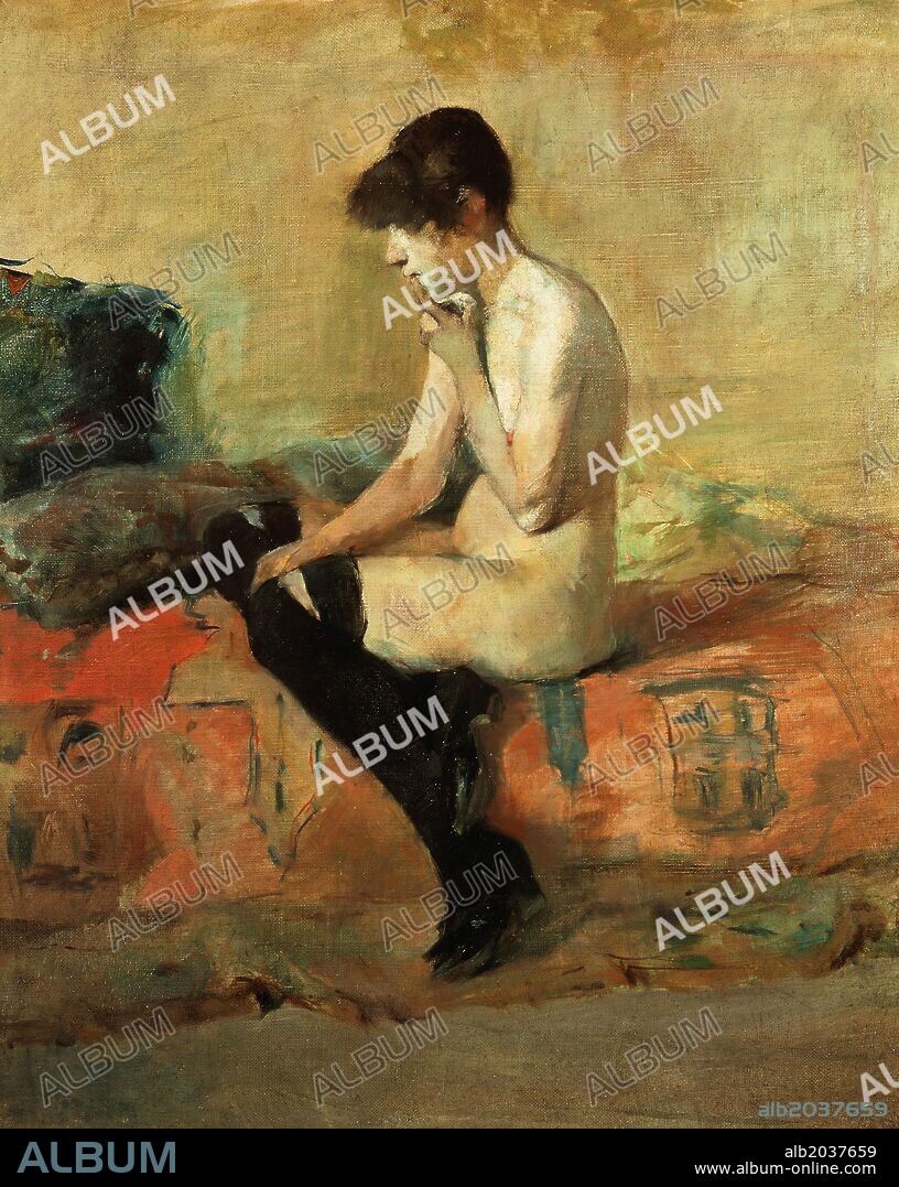 HENRI DE TOULOUSE LAUTREC. Henri de Toulouse-Lautrec / 'Mujer desnuda en un diván', 1882, Óleo sobre lienzo, 55 x 46 cm.