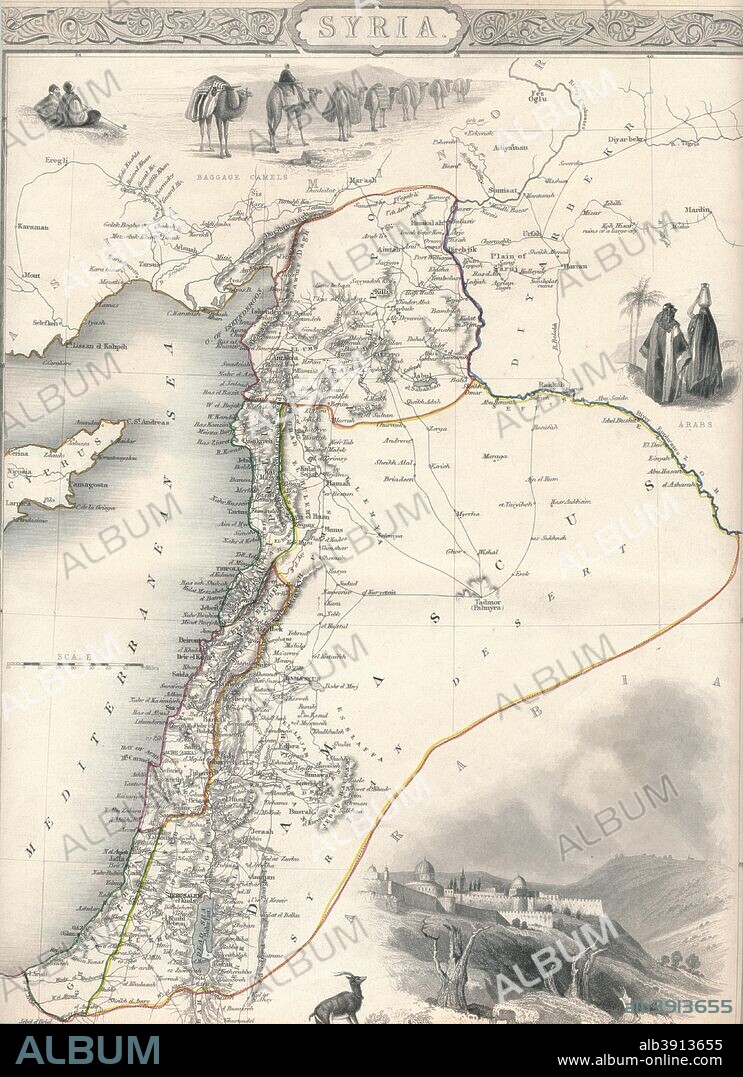 Map of Syria, 1851. From The Illustrated Atlas, And Modern History Of The World Geographical, Political, Commercial & Statistical edited by R. Montgomery Martin, Esq. [J & F. Tallis, London, Edinburgh & Dublin, 1851].