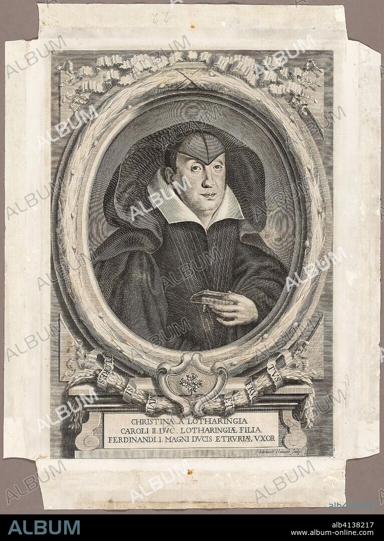 Christina of Lorraine. Adriaen Haelwegh (Dutch, born 1637); published by Giuseppe Allegrini, Florence, 1761. Date: 1666. Dimensions: 350 x 243 mm (plate); 430 x 320 mm (sheet). Engraving on ivory laid paper. Origin: Holland.