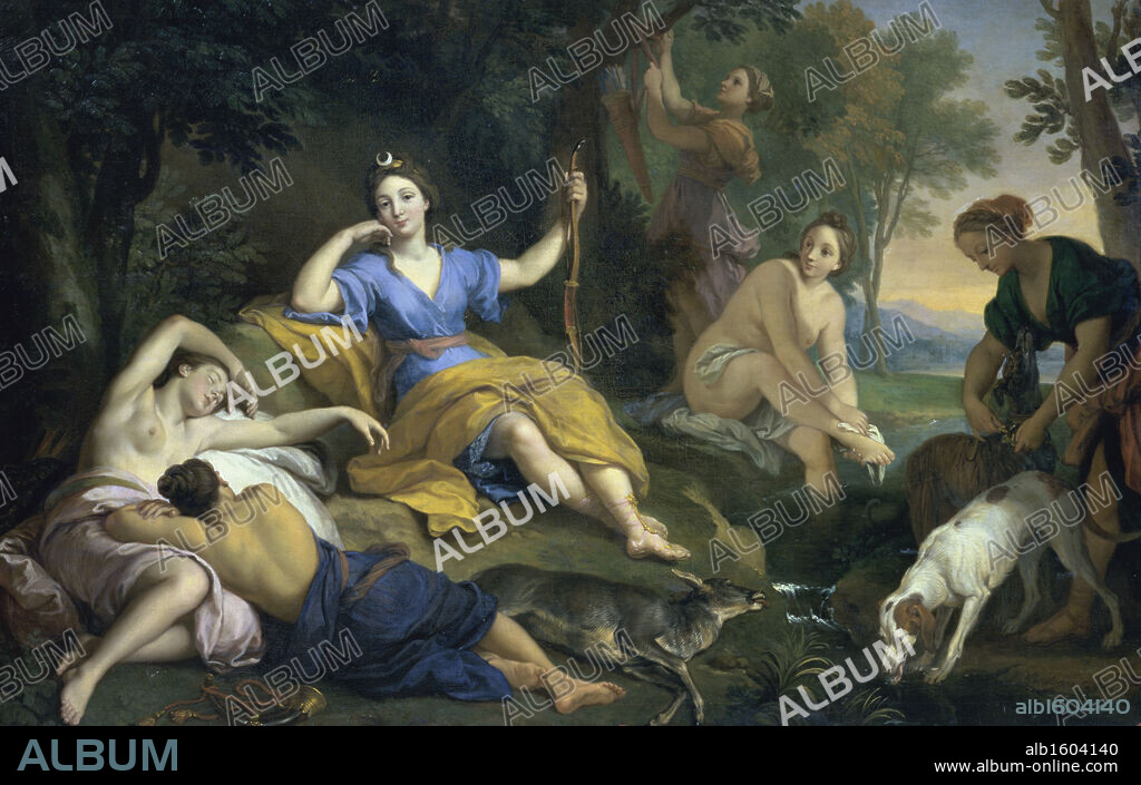 The Repose of Diana   (Le Repos de Diane)   1707   Louis de Boullogne (1654-1733 French)   Musee des Beaux Arts, Tours.