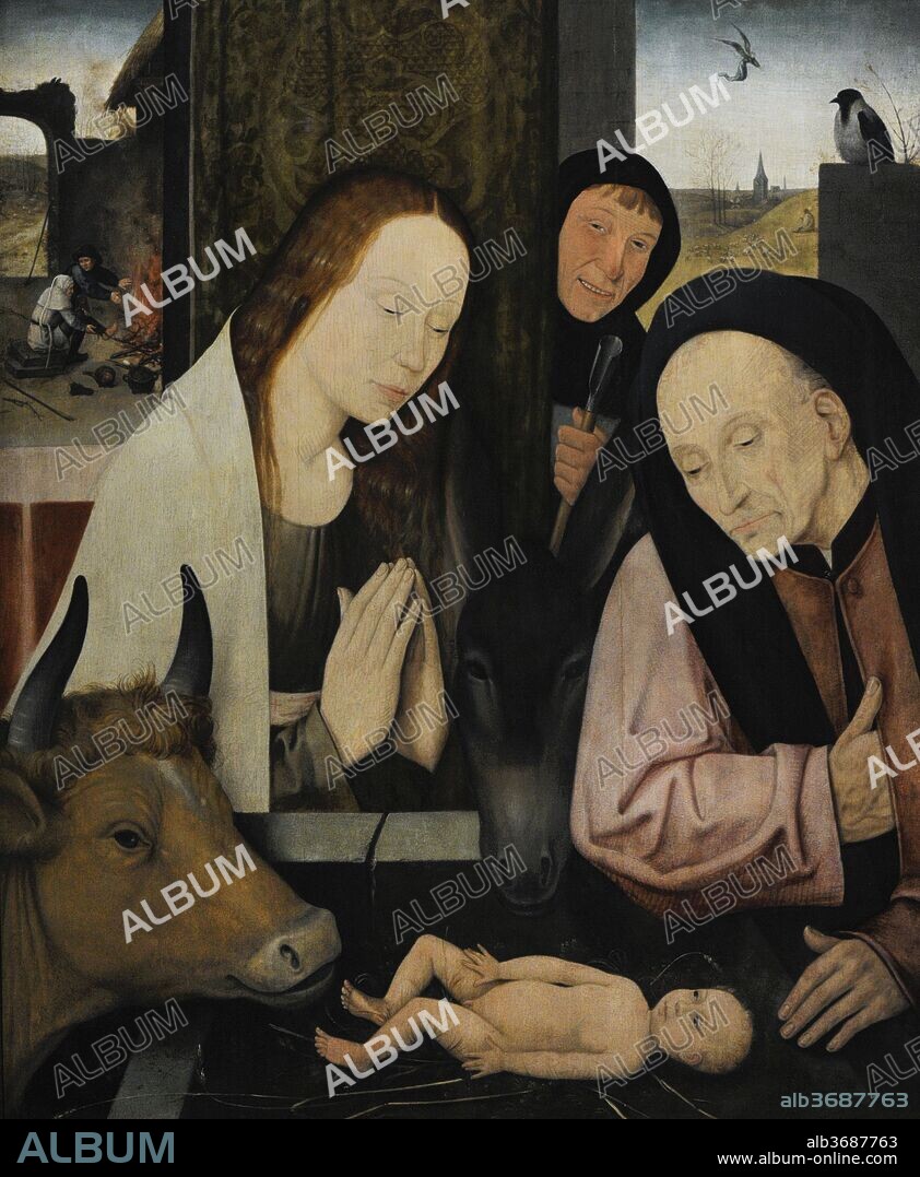 Discípulo de Hieronymus Bosch o El Bosco (1450-1516). La Natividad, segunda mitad del siglo XVI. Museo Wallraf-Richartz. Colonia. Alemania.
