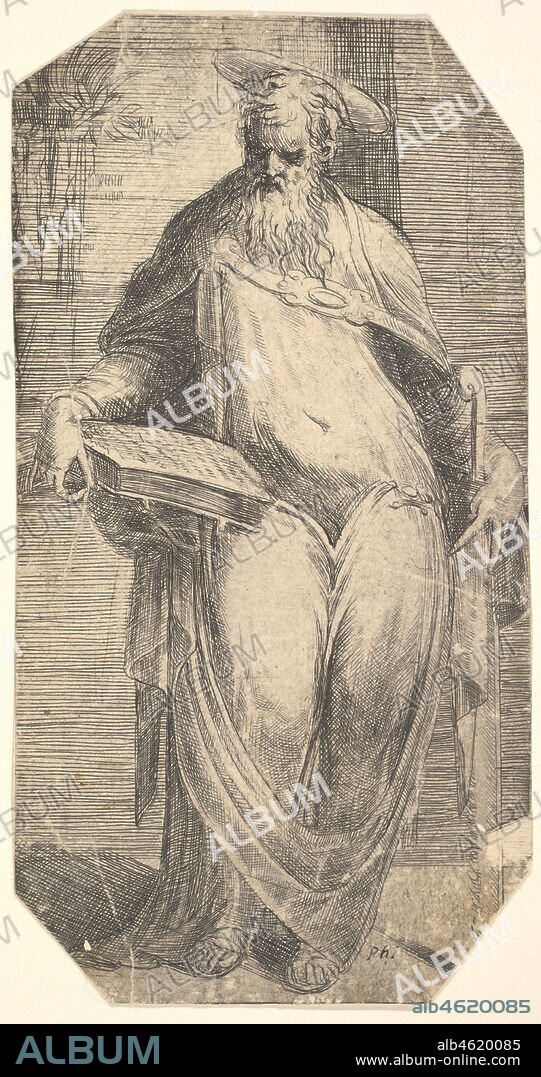 ANDREA SCHIAVONE. Saint Simon standing, supporting a book on his right thigh, from 'Christ and the Apostles', ca. 1548-50.