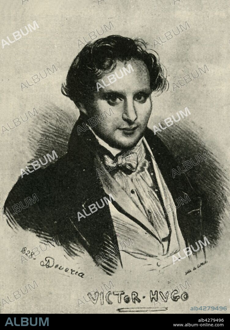 Victor Hugo, 1828, (1902). Portrait of French poet, novelist, and dramatist Victor Hugo (1802-1885). From "The English Illustrated Magazine", Volume XXVII, April to September 1902. [T. Fisher Unwin, London, 1902].