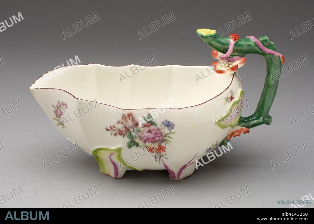 CHELSEA PORCELAIN FACTORY. Sauceboat. Chelsea Porcelain Manufactory; London, England, c. 1745-1784. Date: 1760-1770. Dimensions: 11.6 × 20.3 × 10.8 cm (4 9/16 × 8 × 4 1/4 in.). Soft-paste porcelain, polychrome enamels. Origin: Chelsea.