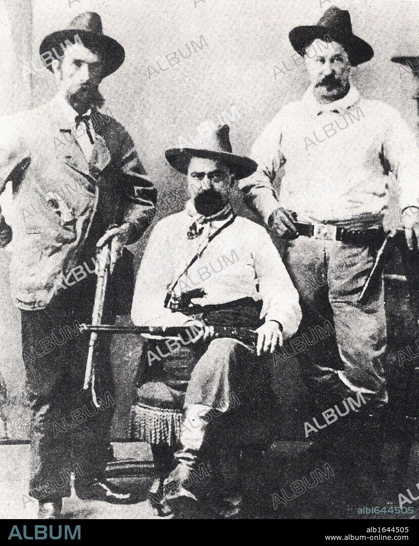 Manhunters: William A Pinkerton, centre, son of Alfred Pinkerton founder of Pinkerton's National Detective Agency in 1850, and two of his agents Pat Connell, left, and Sam Finley in the late 1870s..