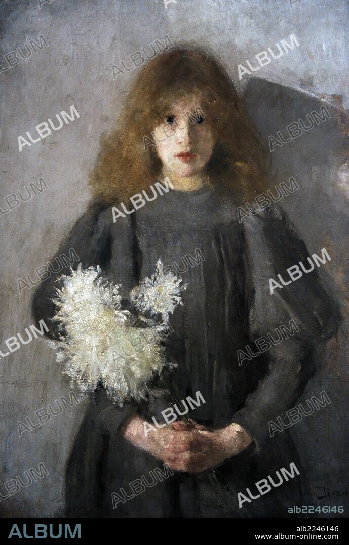 Olga Boznanska (1865-1940). Polish painter. Girl with Chrysanthemums, 1894. National Museum. Krakow. Poland.