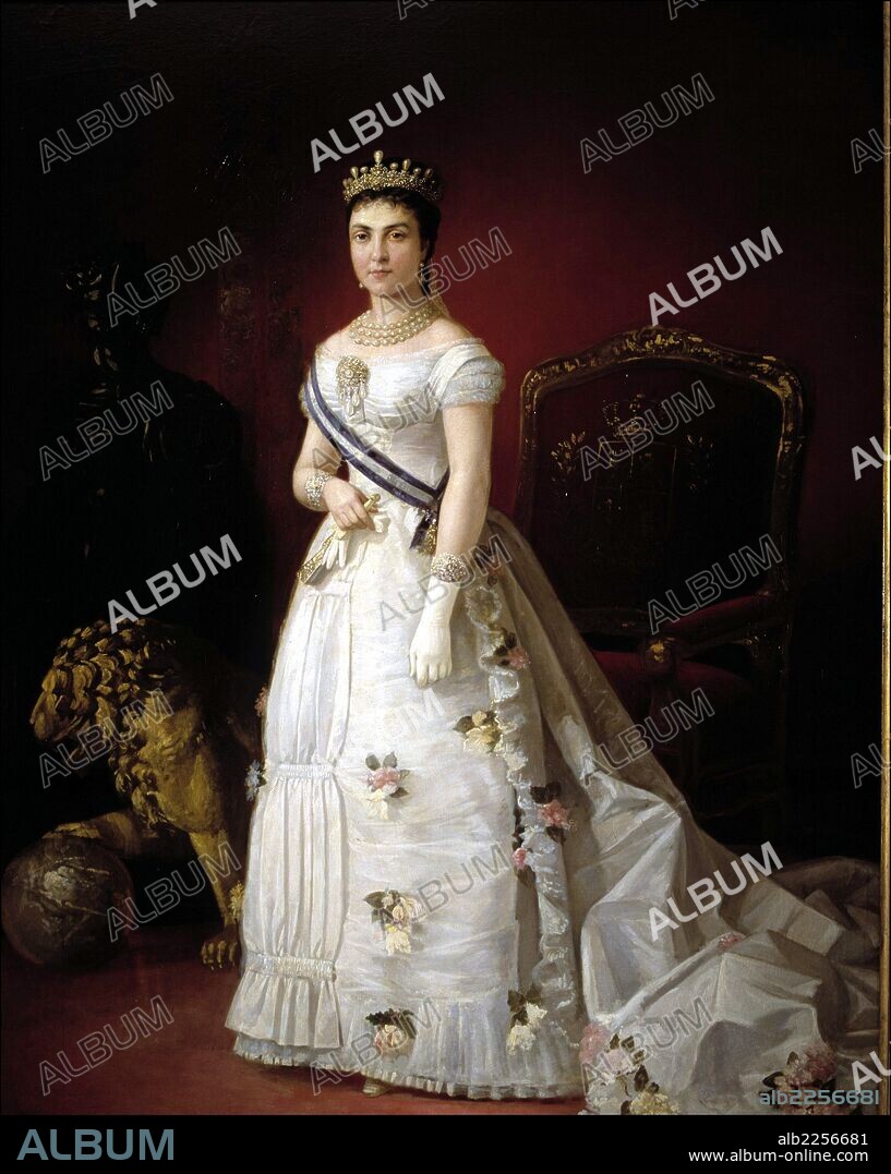 MARIA DE LAS MERCEDES ORLEANS Y BORBON. REINA DE ESPAÑA. 1860 - 1878. ESPOSA DE ALFONSO XII. OLEO DE EDUARDO BALACA. MUSEO MUNICIPAL. MADRID.