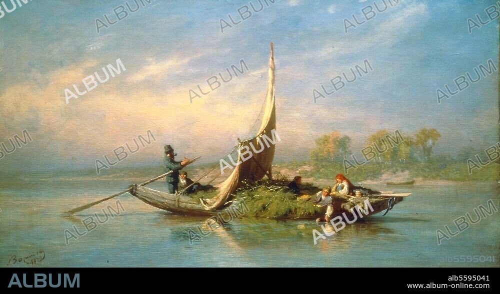 FJODOR ALEXANDROWITSCH WASSILJEW. Wassiljew, Fjodor Alexandrowitsch. 1850-1873. "Familie in einem Boot", 1870. Gemälde. Privatsammlung.