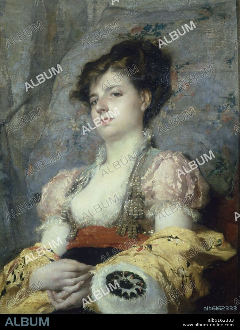 JOSÉ CASADO DEL ALISAL. 'Lady with Fan', ca. 1875, Oil on canvas, 79 x 62 cm, P6964.