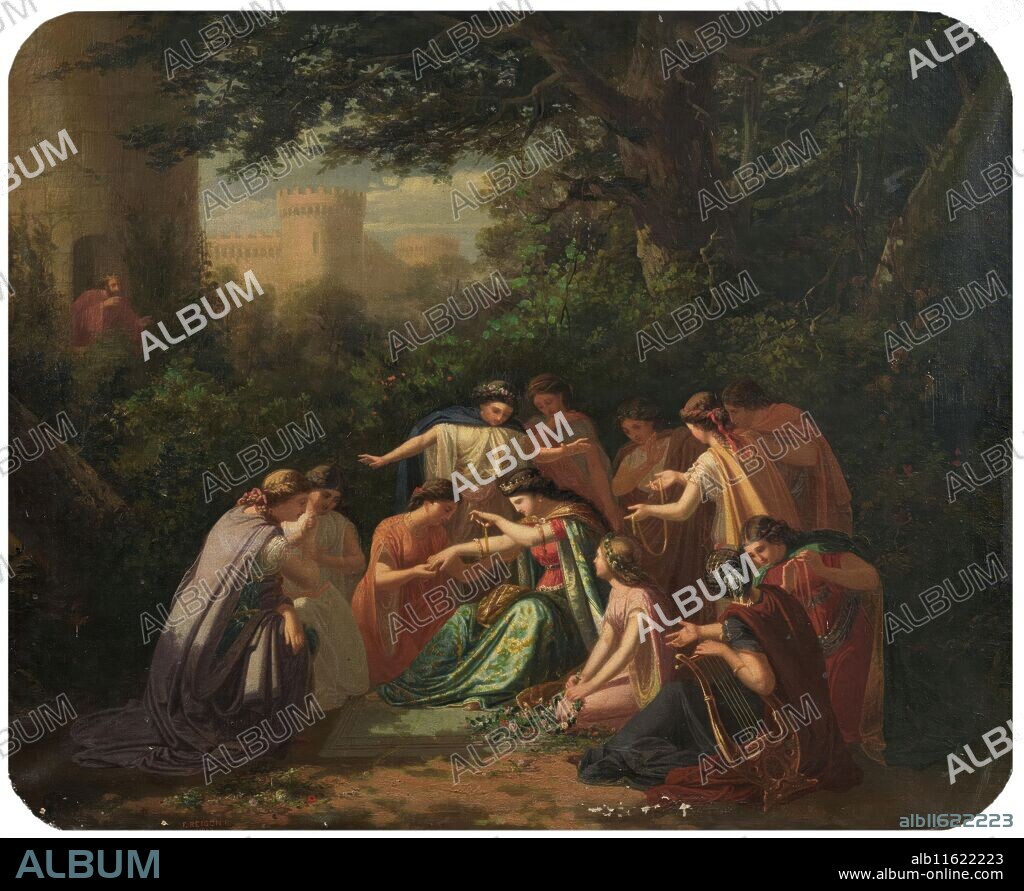 FRANCISCO REIGÓN. Francisco Reigón / 'Florinda, hija del conde don Julián, llamada la Cava'. 1860. Óleo sobre lienzo, 64 x 79 cm.