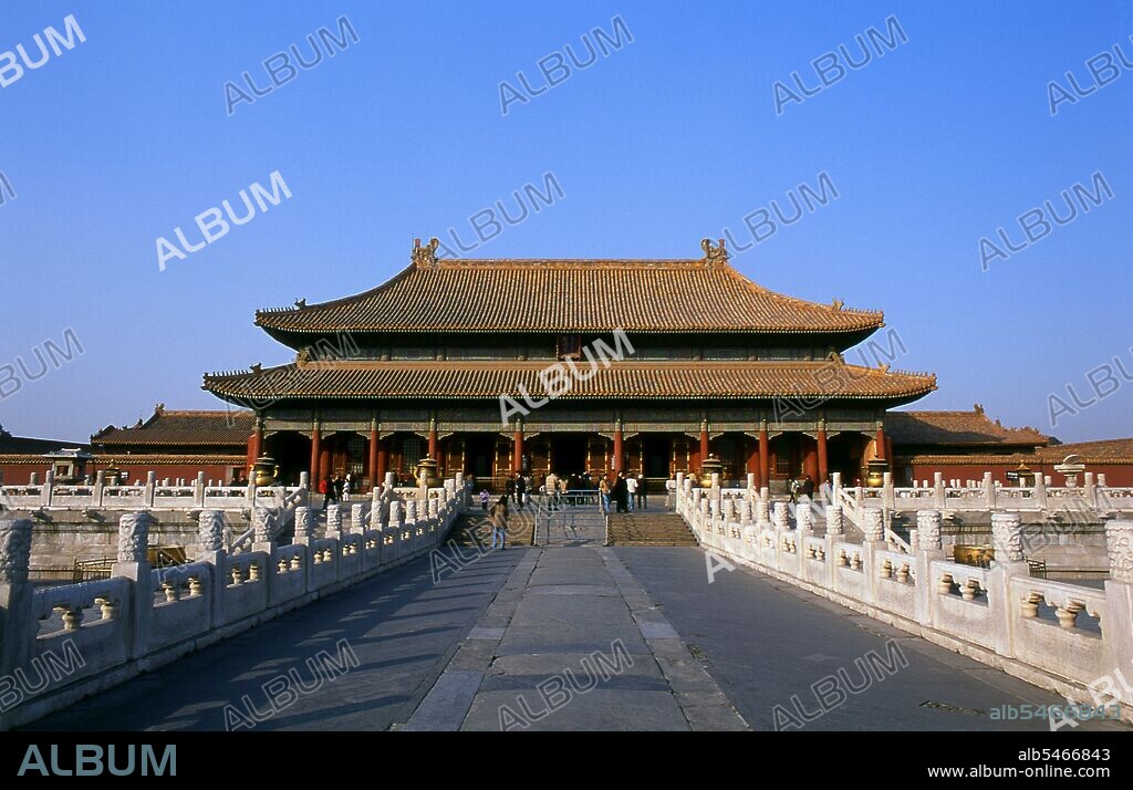 The Palace of Heavenly Purity, or Qianqing Palace is the largest of the three halls of the Forbidden City's Inner Court (the other two being the Hall of Union and the Palace of Earthly Tranquility). During the Qing dynasty, the palace served as the Emperor's audience hall, where he held council with the Grand Council. The Forbidden City, built between 1406 and 1420, served for 500 years (until the end of the imperial era in 1911) as the seat of all power in China, the throne of the Son of Heaven and the private residence of all the Ming and Qing dynasty emperors. The complex consists of 980 buildings with 8,707 bays of rooms and covers 720,000 m2 (7,800,000 sq ft).