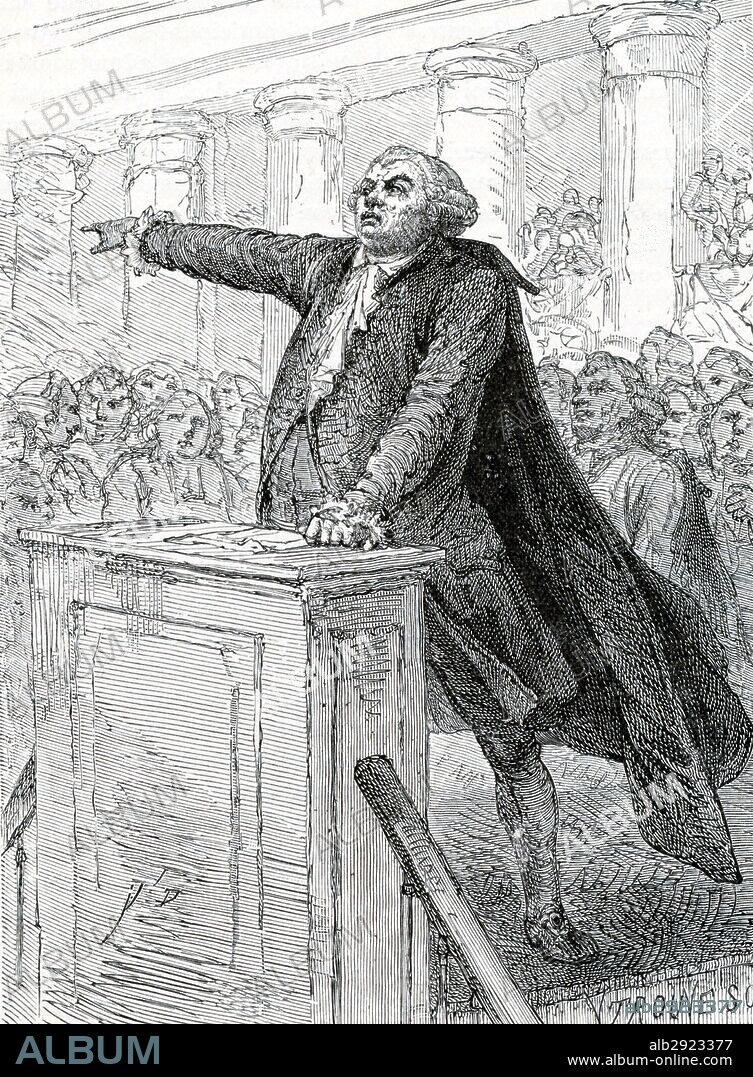 French Revolution- Honoré Gabriel Riqueti, comte de Mirabeau (9 March 1749 – 2 April 1791) was a French revolutionary, as well as a writer, diplomat, journalist and French politician. He was a popular orator and statesman. During the French Revolution, he was a moderate, favoring a constitutional monarchy built on the model of Great Britain. He unsuccessfully conducted secret negotiations with the French monarchy in an effort to reconcile it with the Revolution.'Tell those who send you that we are here by the will of the people and will leave only by the force of bayonets!'.
