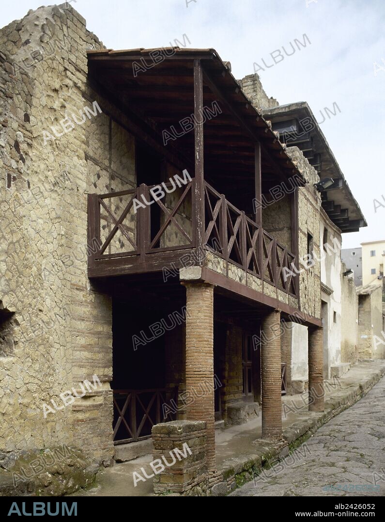Italy. Herculaneum.  House of the Opus Craticium or Casa a Graticcio. Exterior. Campania.