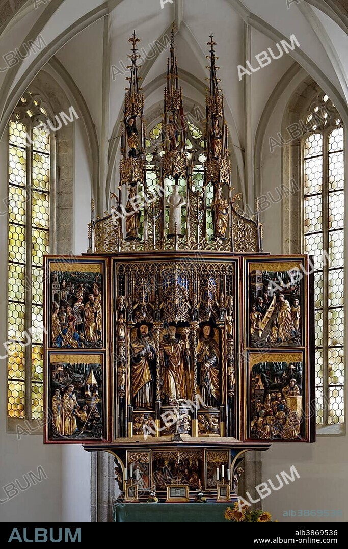 Pesenbacher winged altar, Pilgrimage Church of St. Leonhard in Pesenbach, municipality of Feldkirchen an der Donau, Muehlviertel region, Upper Austria, Austria, Europe.