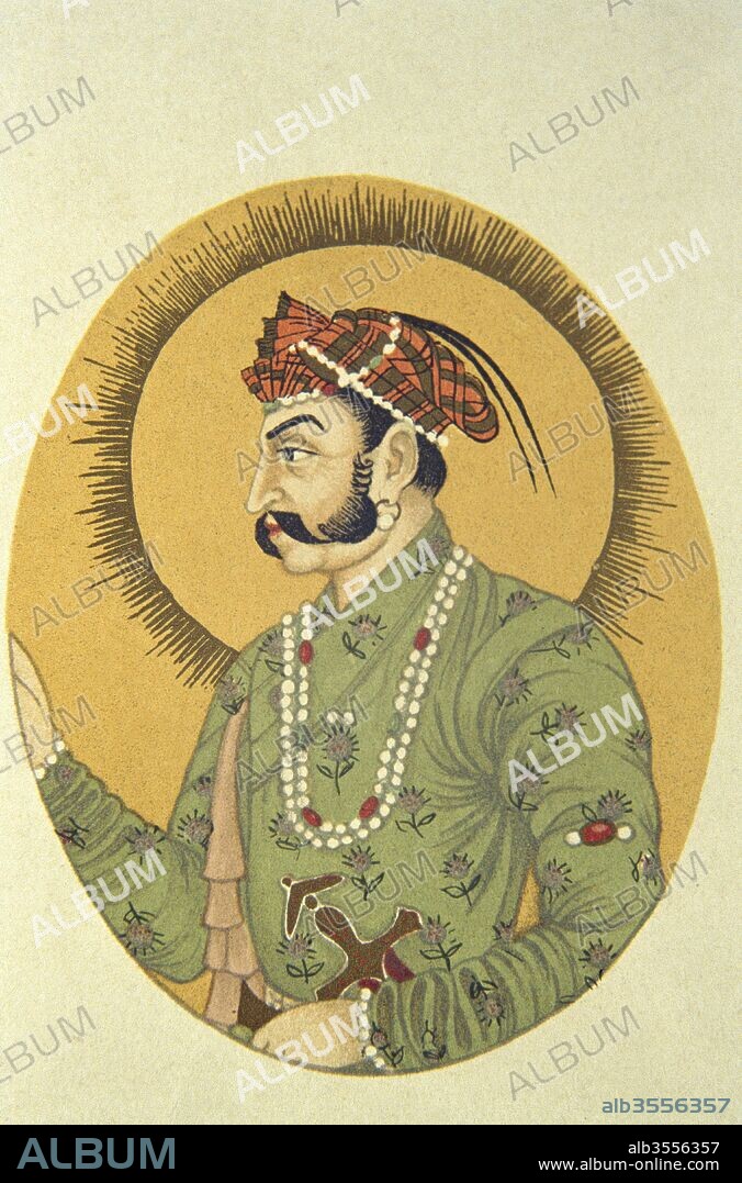 Portrait of mughal emperor jahangir, india.