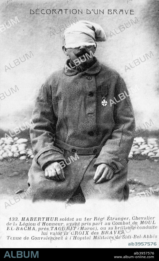 A convalescing legionnaire, Sidi Bel Abbes, Algeria, 1910. French postcard.