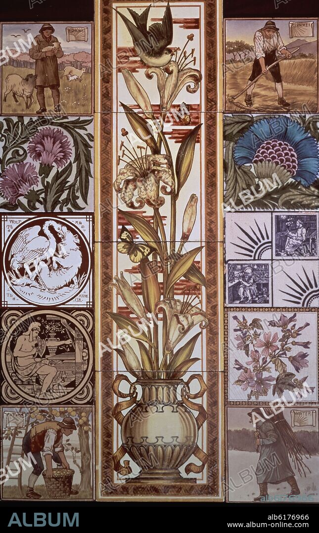 COLECCION DE AZULEJOS DE H MINTON - WEDGWOOD - W MORGAN Y WB SIMPSON E HIJOS - FINALES DEL SIGLO XIX.