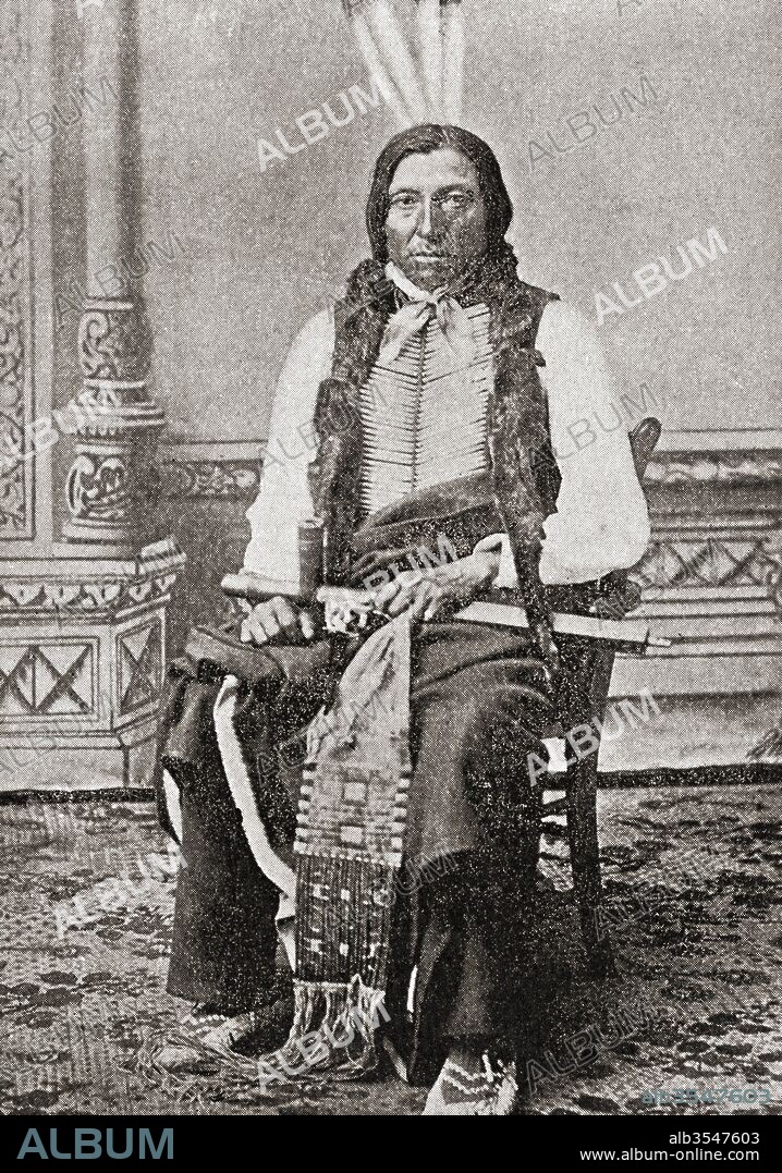 Portrait of Standing Rock policeman Lieutenant Bull Head, the man who killed Sitting Bull. From The History of Our Country, published 1900.